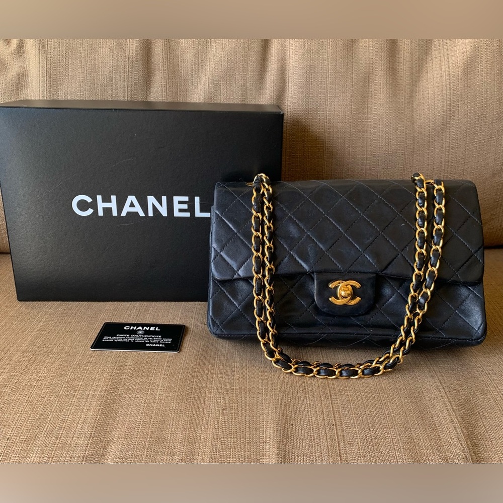 Chanel Medium Classic Lambskin Double Flap Bag AUTHENTIC